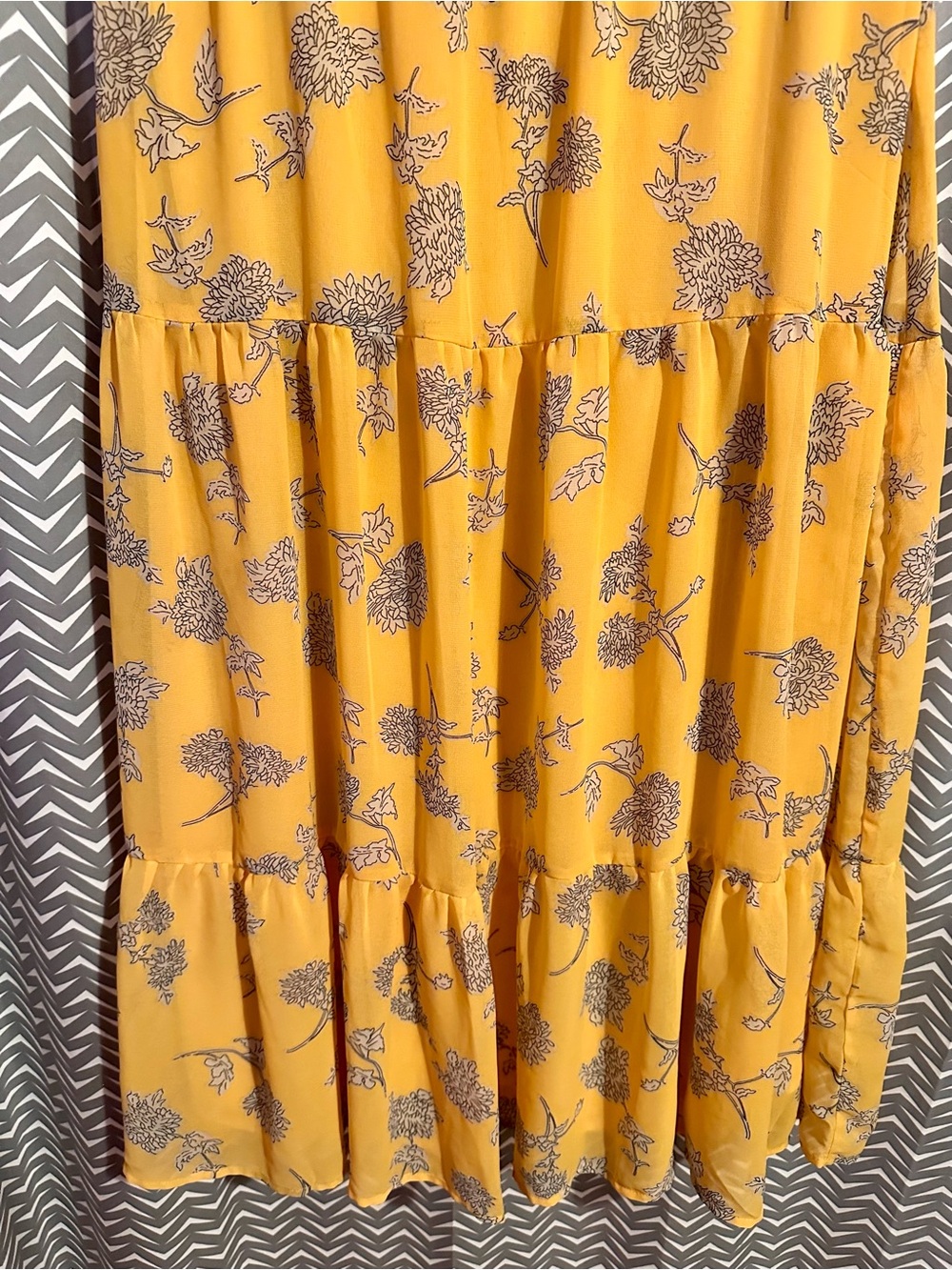 Lulus | Floral Dressed Up Mustard Yellow Floral Print Midi Dress, M - Picture 6 of 9